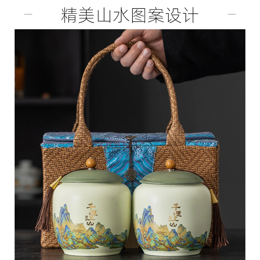 高档茶叶包装礼盒茶叶储存罐厂家直销定制中式复古精致陶瓷密封罐
