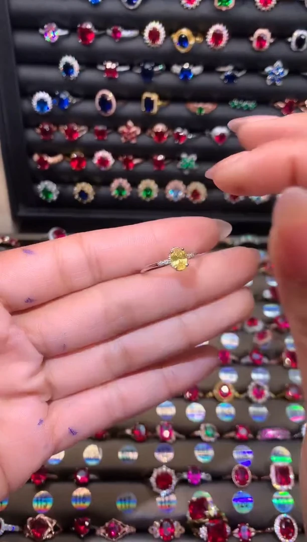 【闪购商品】水晶戒指银S925镶嵌57黄水晶