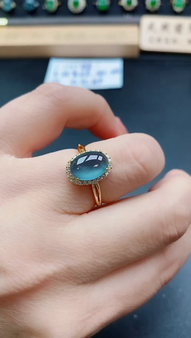 银S925镶嵌戒指翡翠1