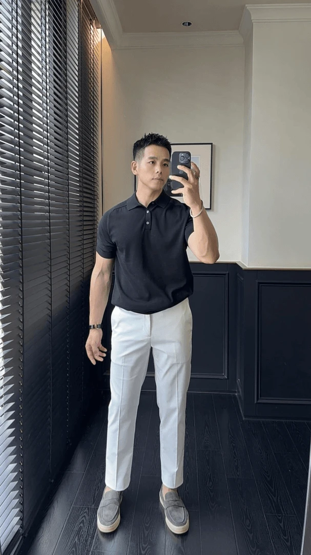秋季男士简约百搭时尚舒适翻领polo衫潮流轻奢高品质纯色针织衫