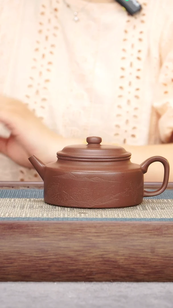 茶壶紫砂底槽青 扁德钟