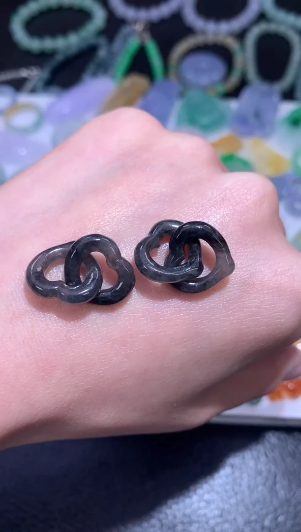 定制翡翠未镶嵌爱心环环