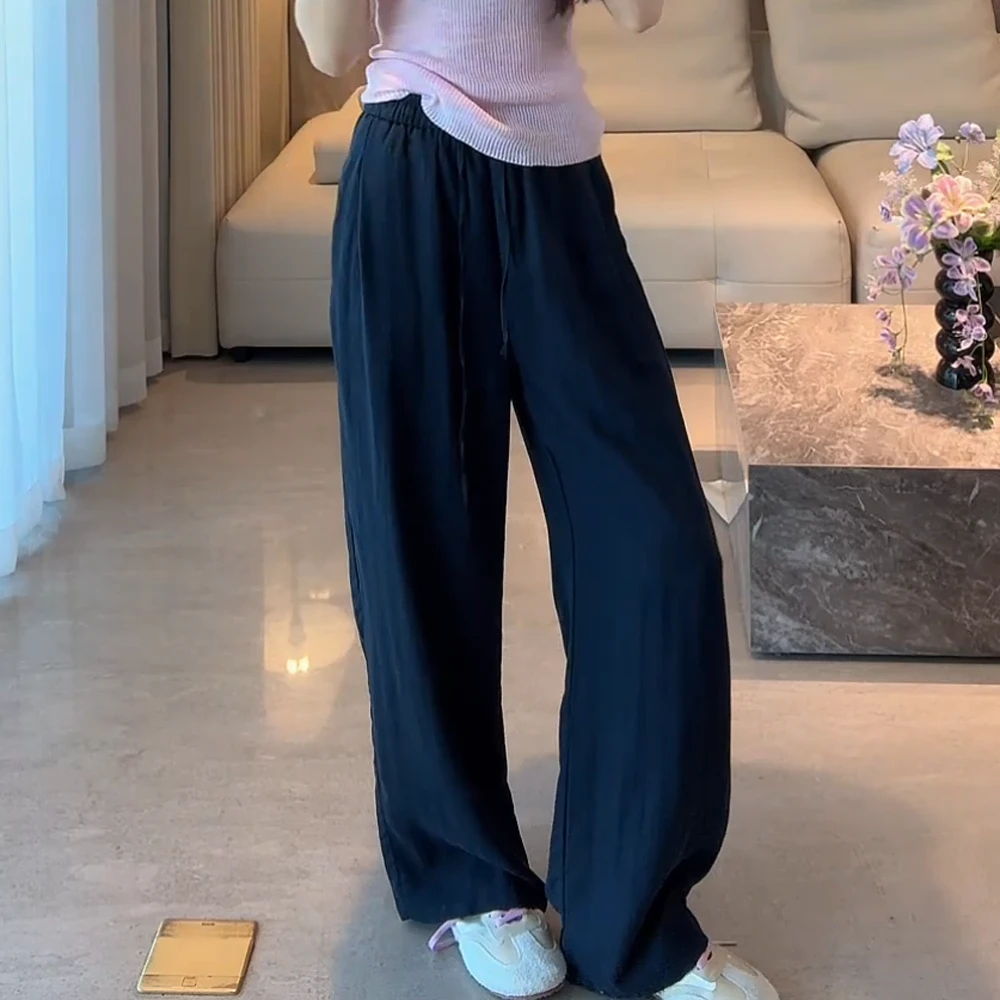 2025氧气裤~夏款混纺直筒裤高腰时尚休闲百搭夏季垂感纯色韩版