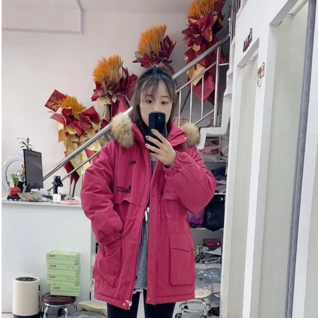 欧版13074-时尚加绒加厚连帽冬季派克服棉服-88117