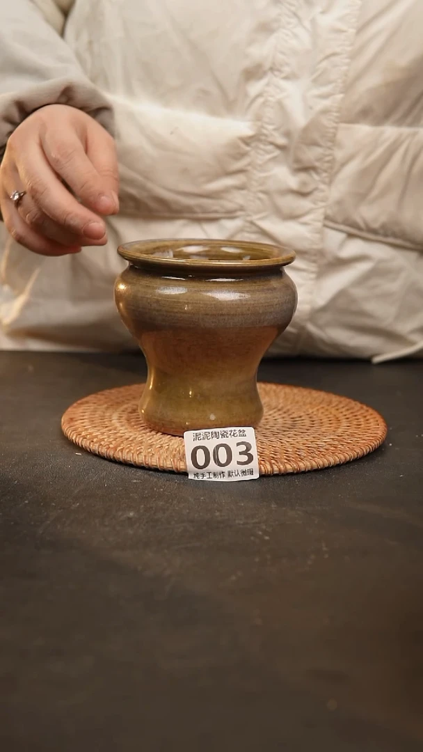 【闪购商品】瓷片003泥泥手工花盆口8.5高11