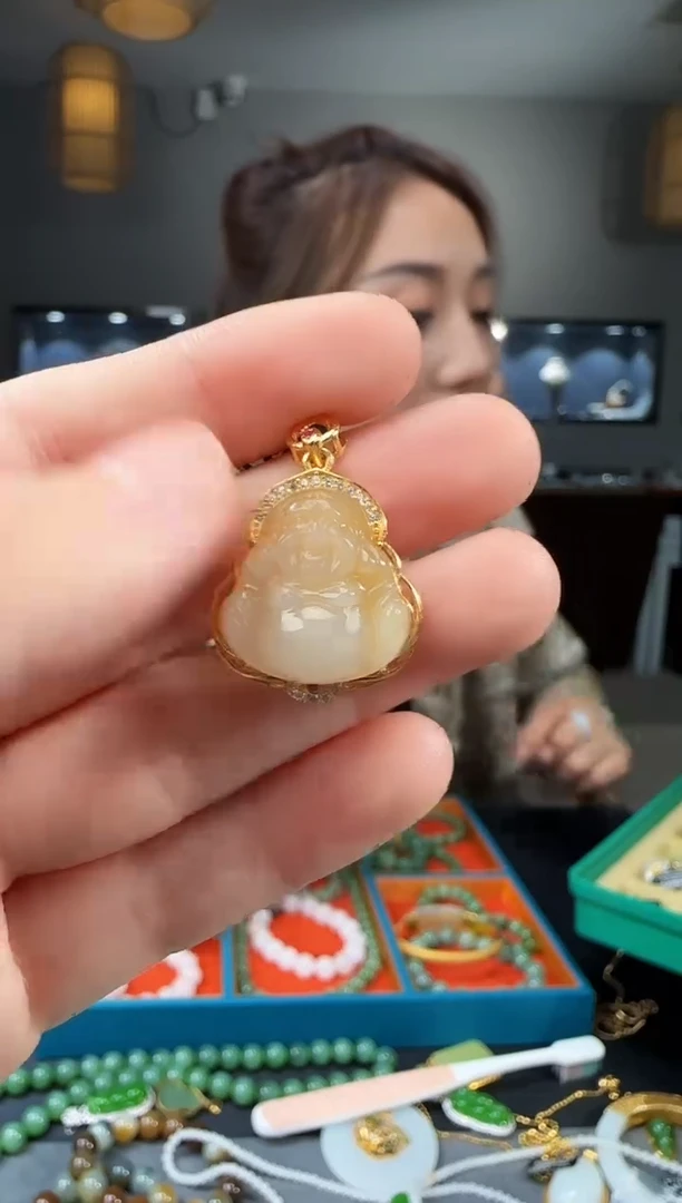 和田玉银S925镶嵌吊坠(不含链)1