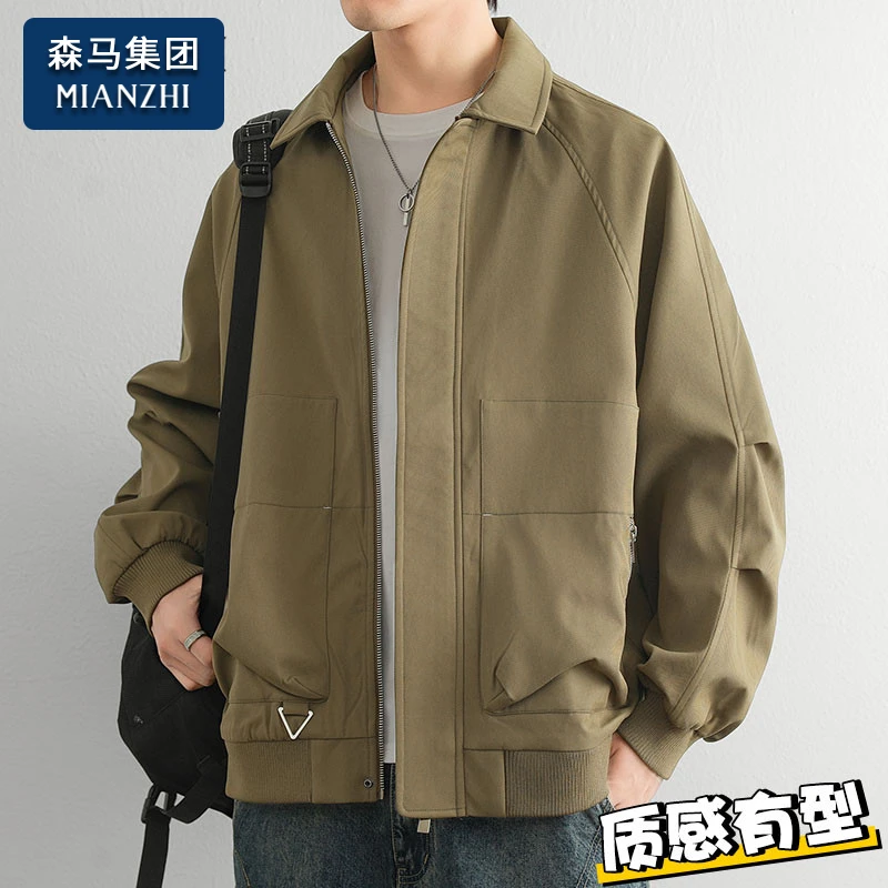 棉致设计感工装外套男士春秋季翻领痞帅百搭时尚潮牌夹克男生上衣