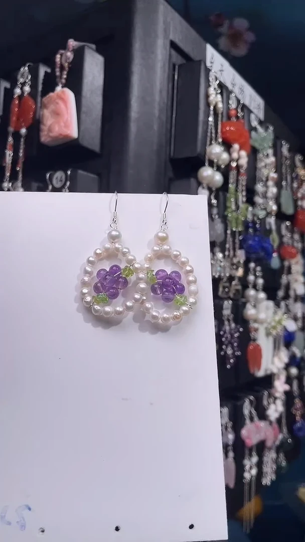 银S925镶嵌耳饰紫晶阿* 阿也