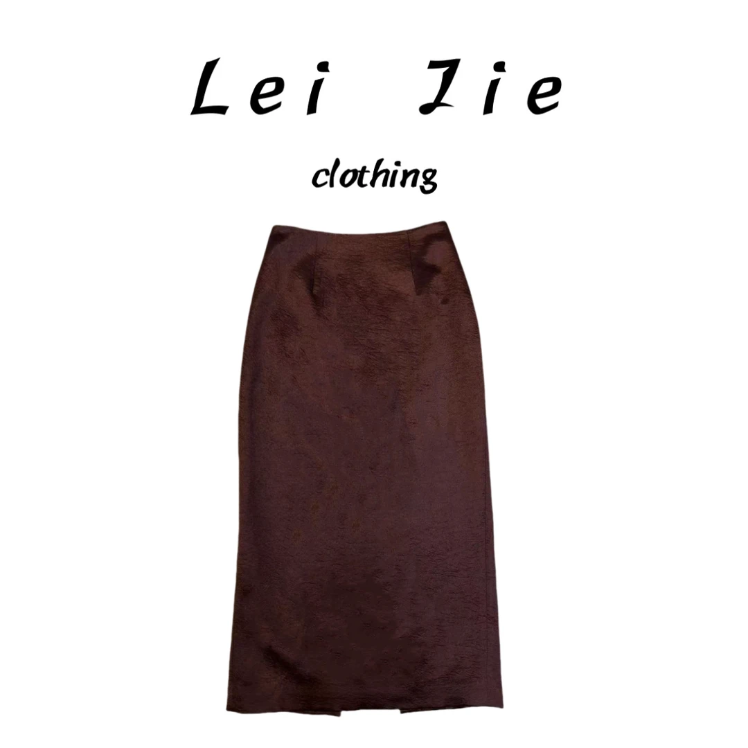 【Lei Jie】优雅风格质感醋酸长半裙52005