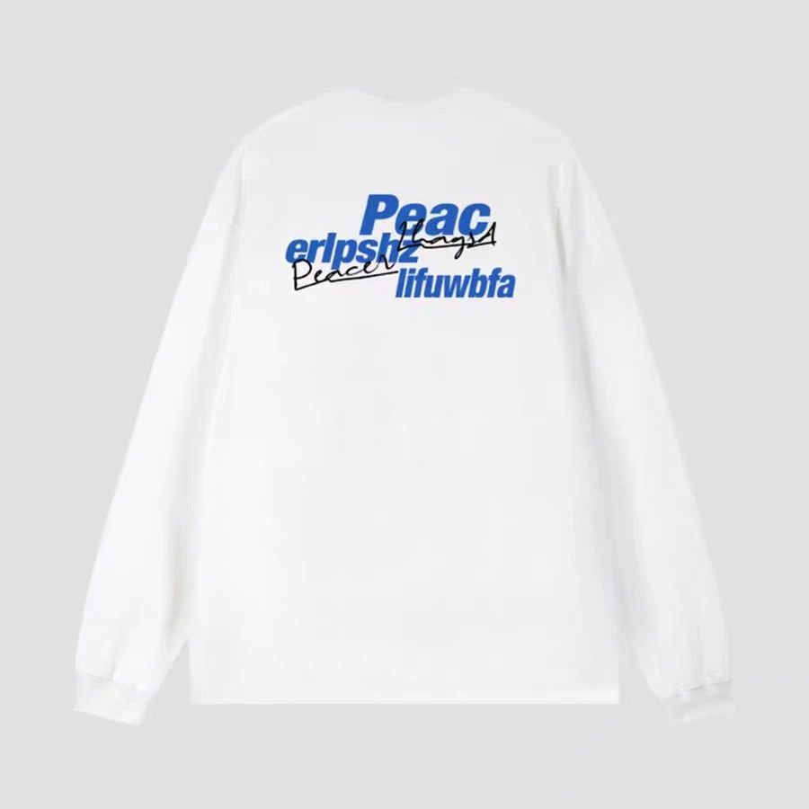 特大码300斤ins潮牌字母印花重磅长袖男t恤秋季设计感打底衫上衣