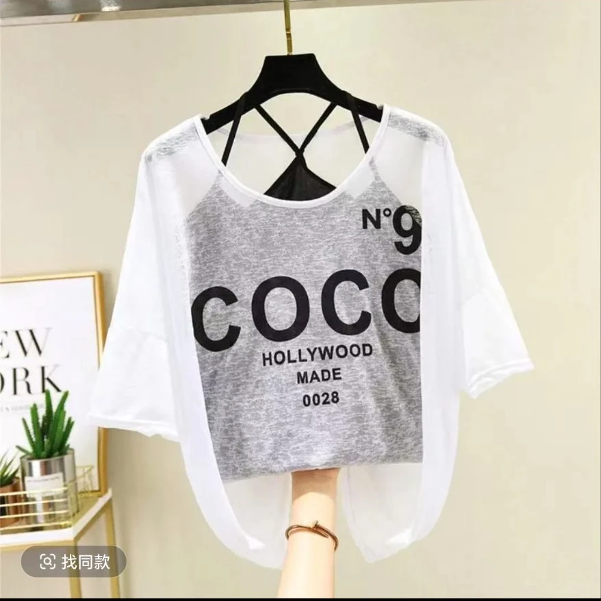 2649早春新款真两件上衣女衬衫T血气质拼接时尚洋气撞色休闲显瘦