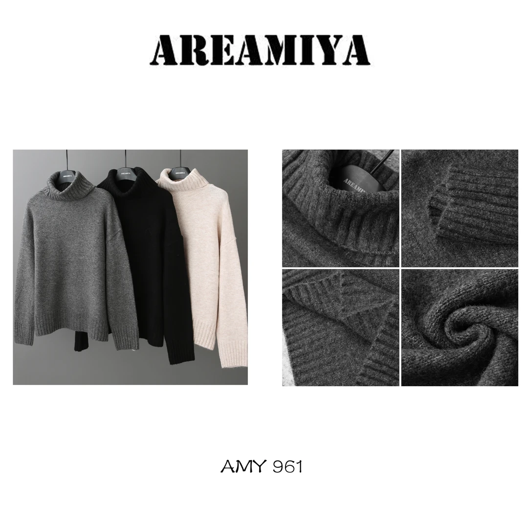 【鑫燃Kiki】简单不过时慵懒风螺纹高领毛衣 AMY961