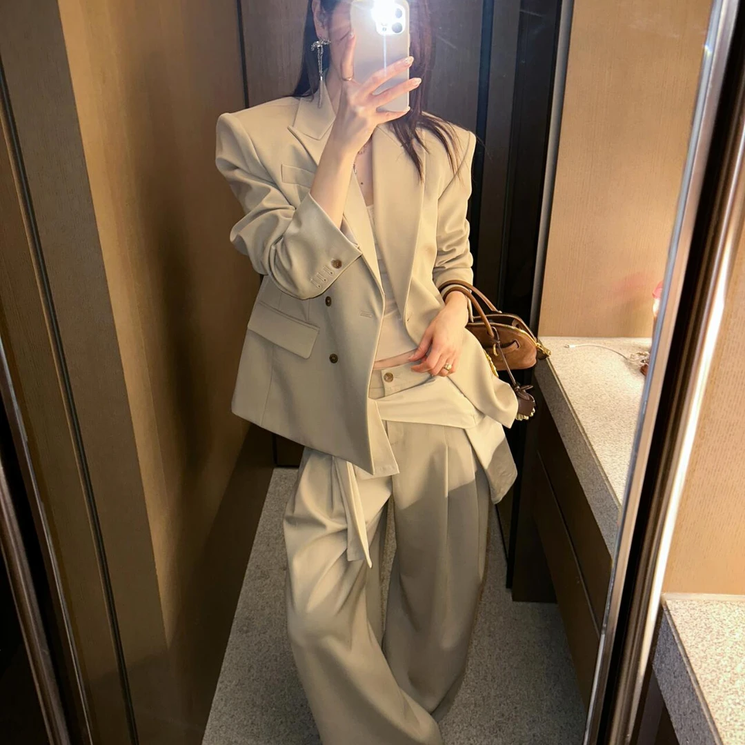 气质西装外套女2026春新款韩版休闲时尚高级收腰西服阔腿裤两件套