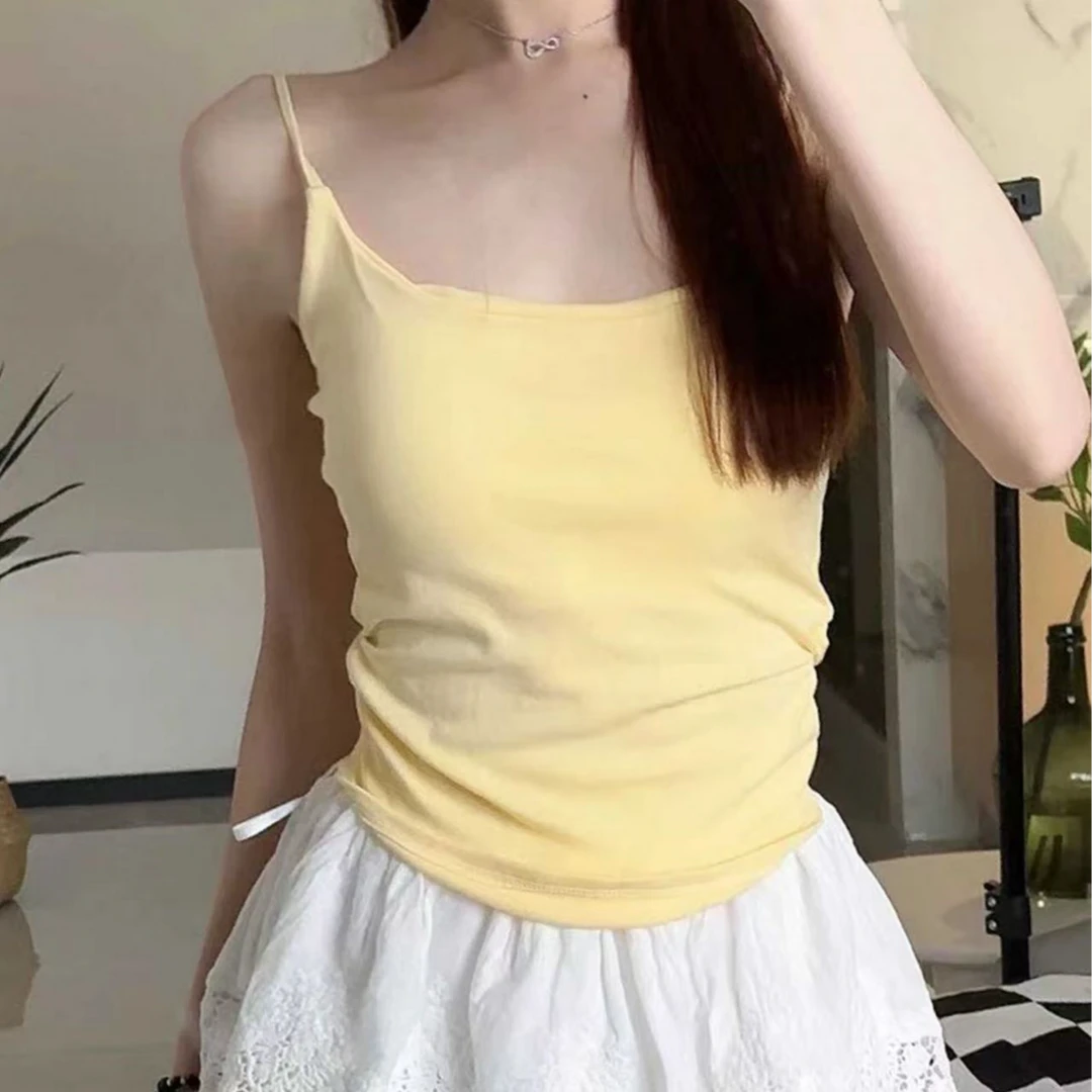 《春夏吊带》周 性感纯欲风设计感薄款甜辣风格叠穿背心白色小众