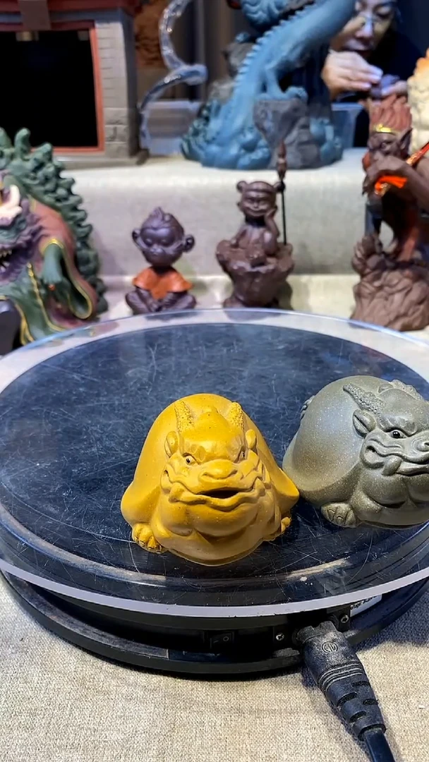 泥塑瑞**琴紫砂茶宠小龙龟手把件