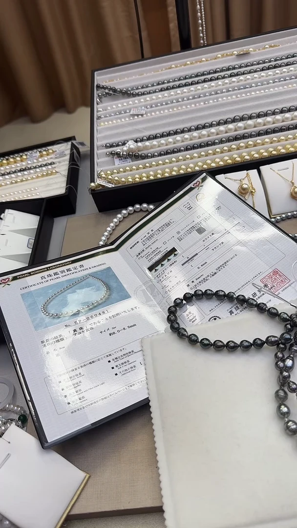 银S925镶嵌颈饰海水珍珠S925银9-11mm海水大溪地螺纹珍珠项链