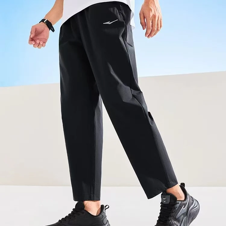 鸿星尔克运动九分裤夏季薄款跑步男裤直筒运动裤新款透气休闲长裤