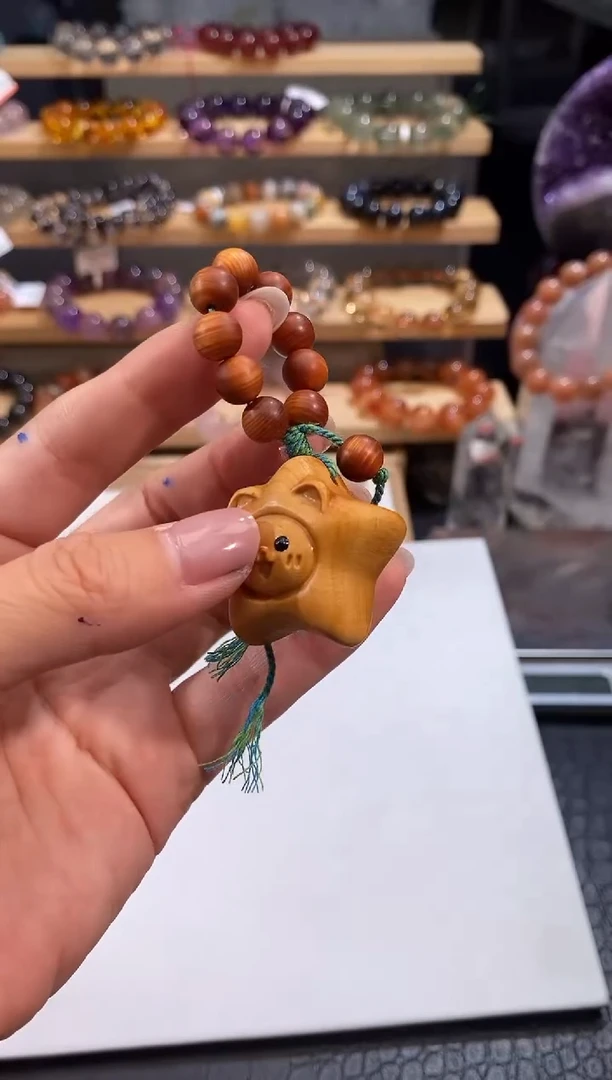 水晶手链未镶嵌崖柏星星车挂多样性发一