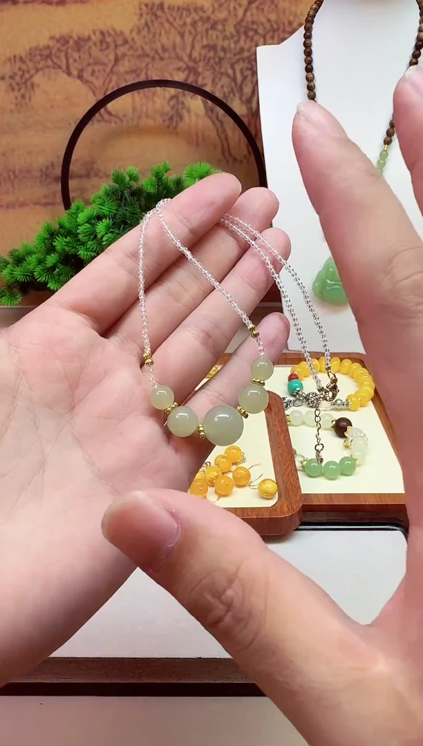 和田玉14K金镶嵌颈饰XXX