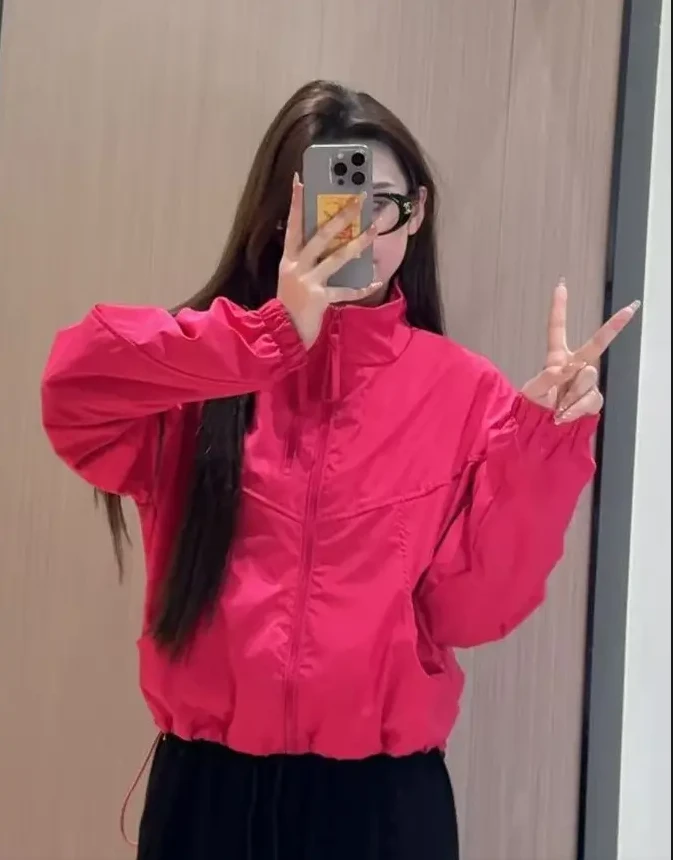 立领外套女运动短款宽松百搭韩版春秋春款时尚休闲女士春季潮流鹿