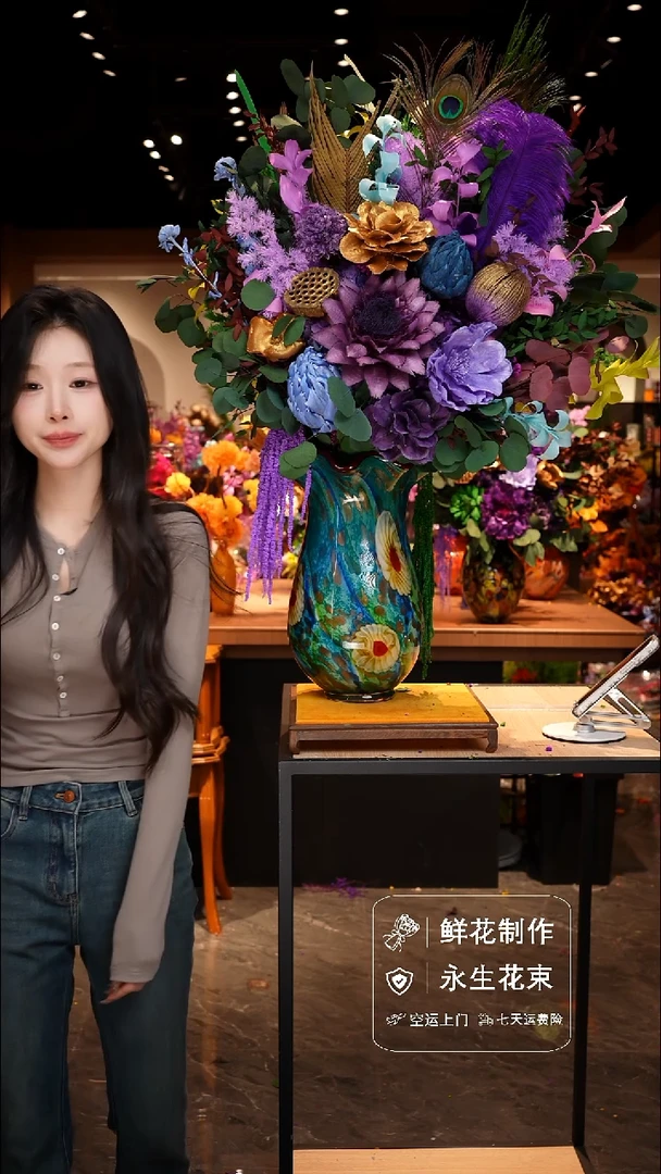 手工艺品琉璃手工花器花束空运包邮送货上门-以图片为准