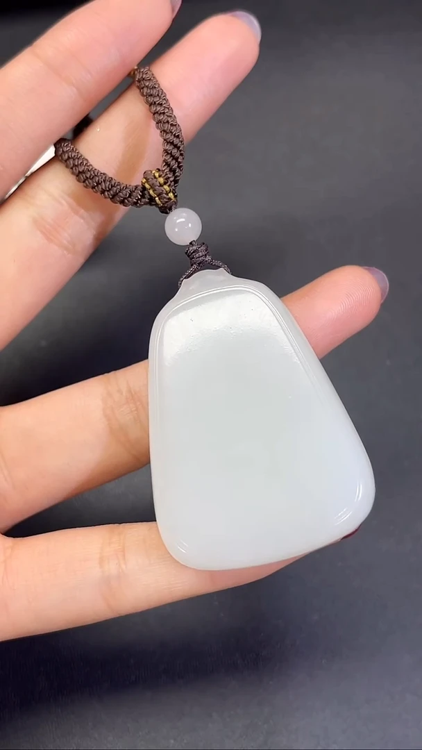 颈饰未镶嵌和田玉707339#和田玉白玉素面无事牌吊坠多人