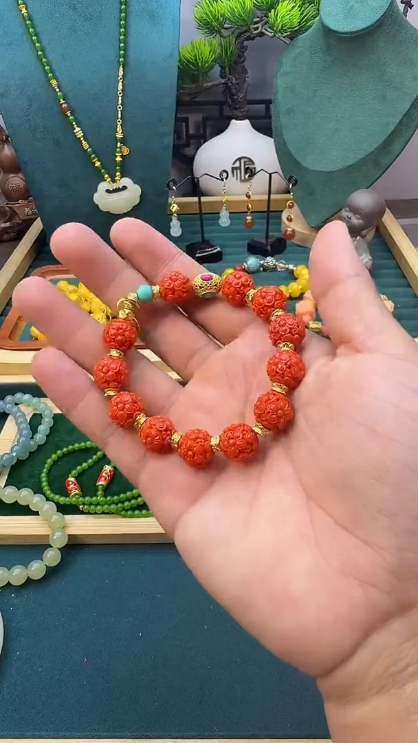 玛瑙/玉髓手链14K金镶嵌英*QL36