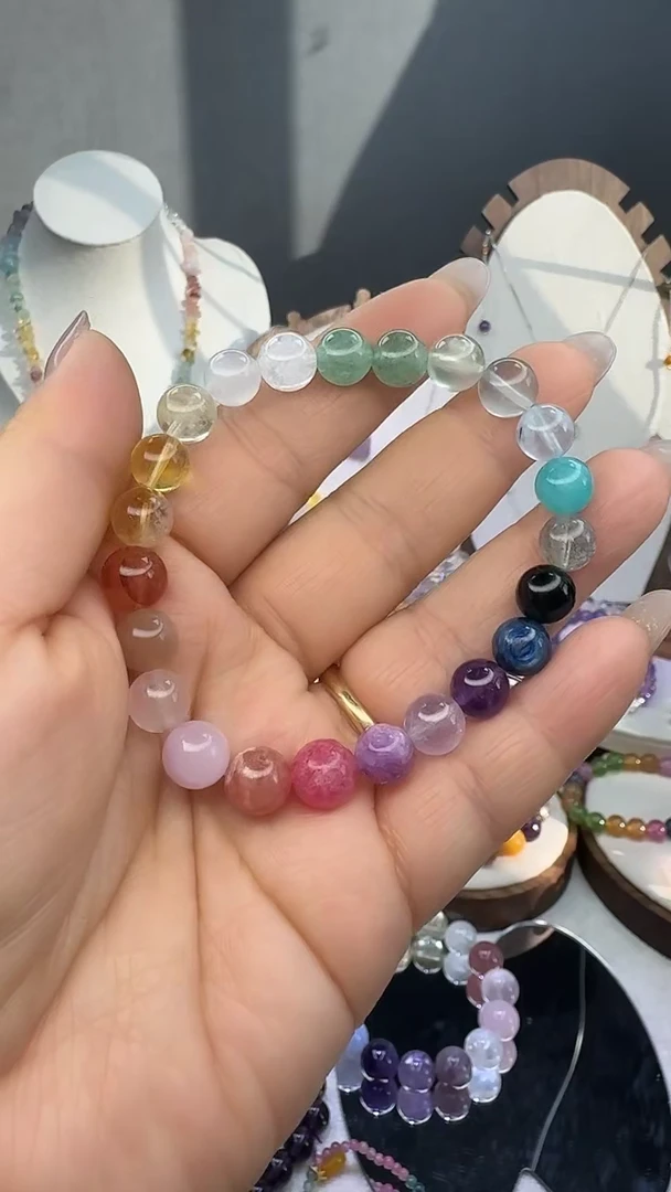 银S925镶嵌手链烟晶水晶手串