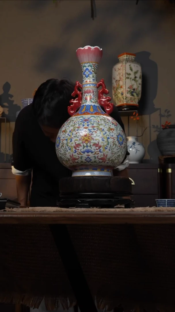 摆件WN问泥景德镇陶瓷花瓶摆件