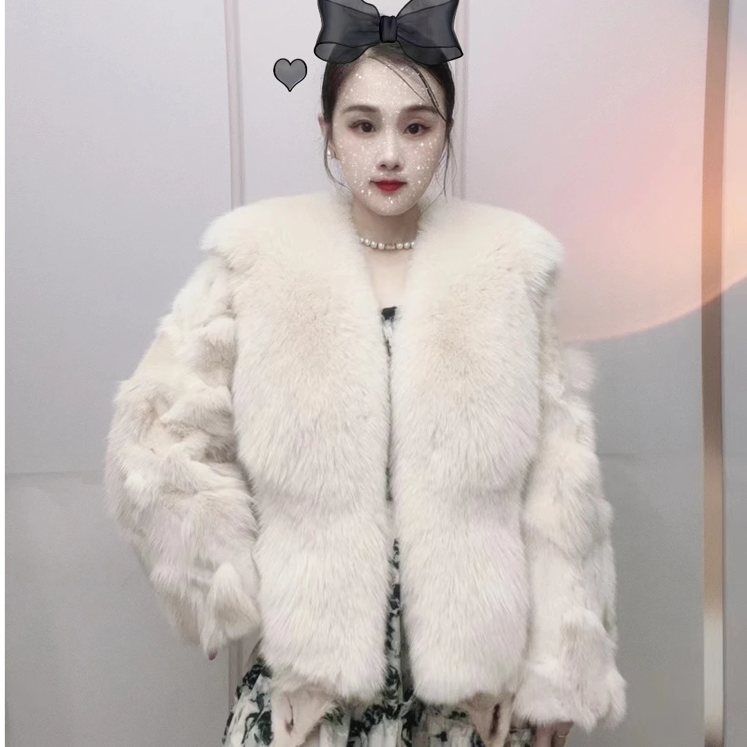 【小米家】狐狸毛皮草大披肩网红外套女短款百搭轻奢加厚气质外套
