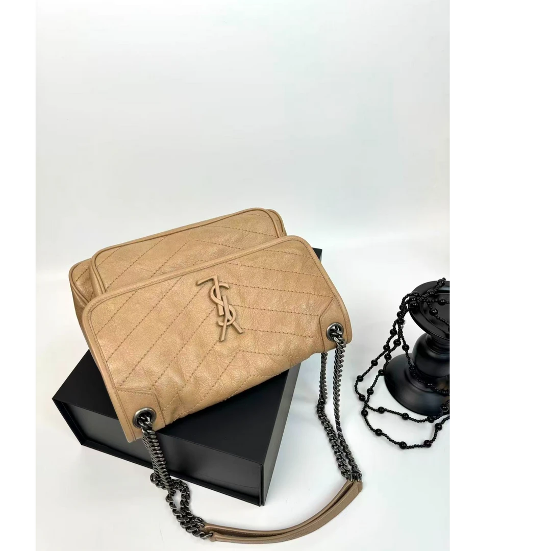 95新 YSL/圣罗兰 【小考拉】YSL 杏色中号niki单肩斜挎包