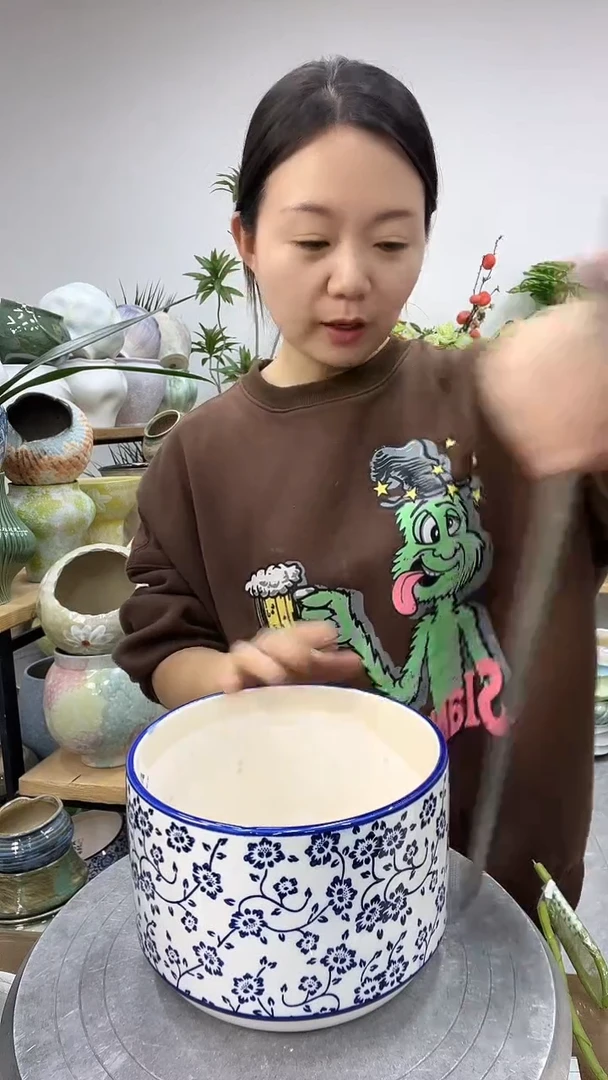 9.5陶瓷花盆直播链接高.      口
