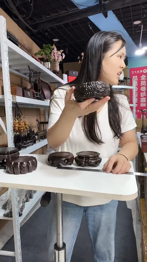 木木头款仓库处理尾货底座花架  新款祥云圆底座