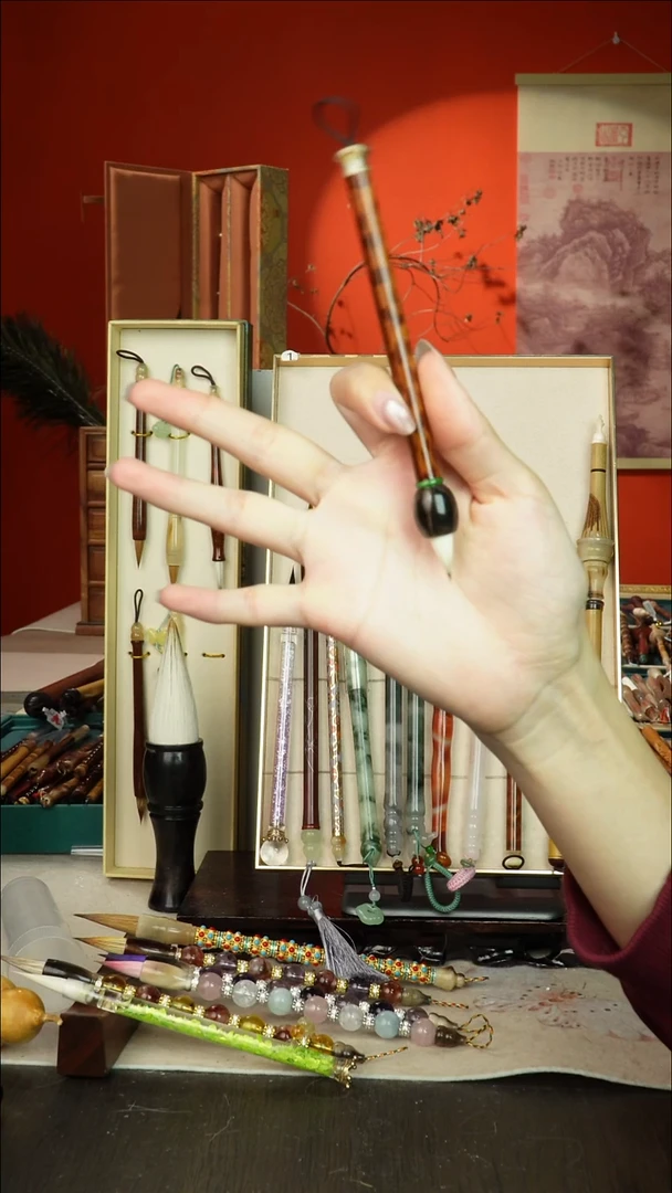 340号闪孤品高货毛笔链接 清水试笔 蘸墨不退