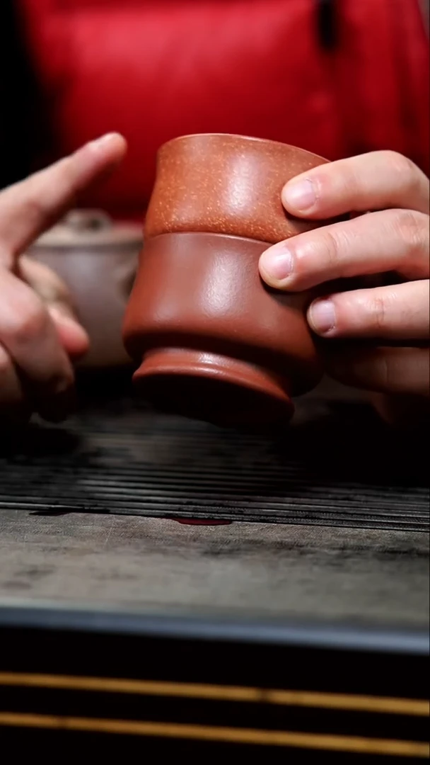 【闪购商品】紫砂茶壶14-红降坡+底槽清大韵杯80cc