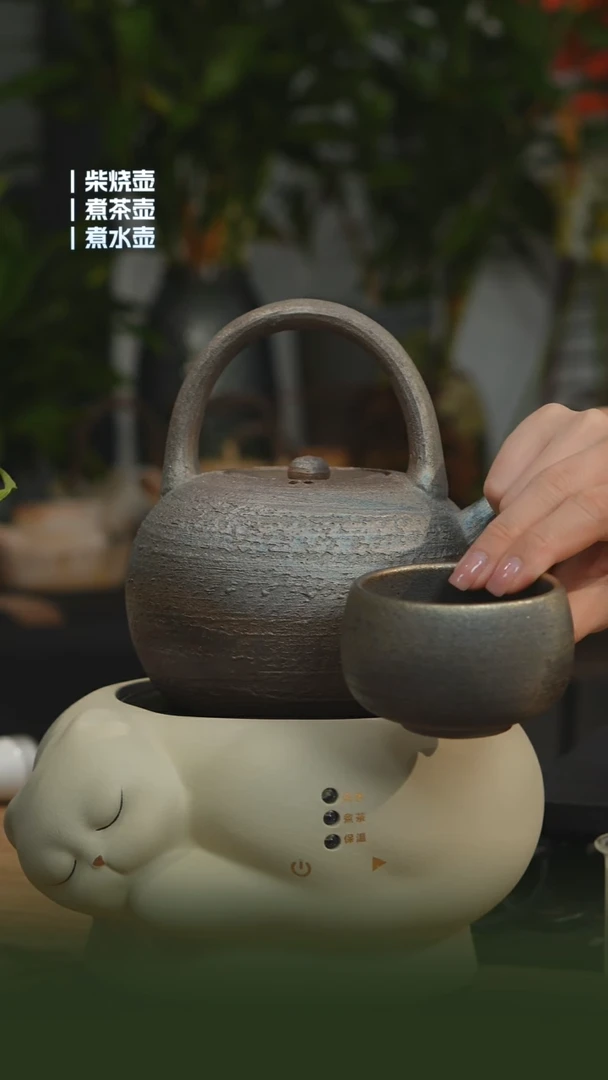 瓷片 铁胎柴烧800cc纯手工 一壶一龙窑禅定杯（可备注有字无字）