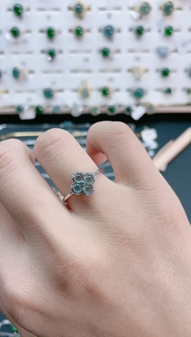 【闪购商品】翡翠戒指银S925镶嵌天然翡翠