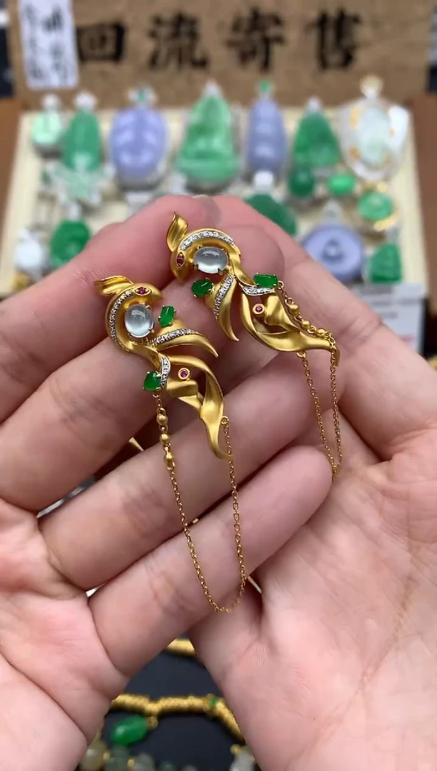 【闪购商品】翡翠耳饰18K金镶嵌194-中国好珍宝