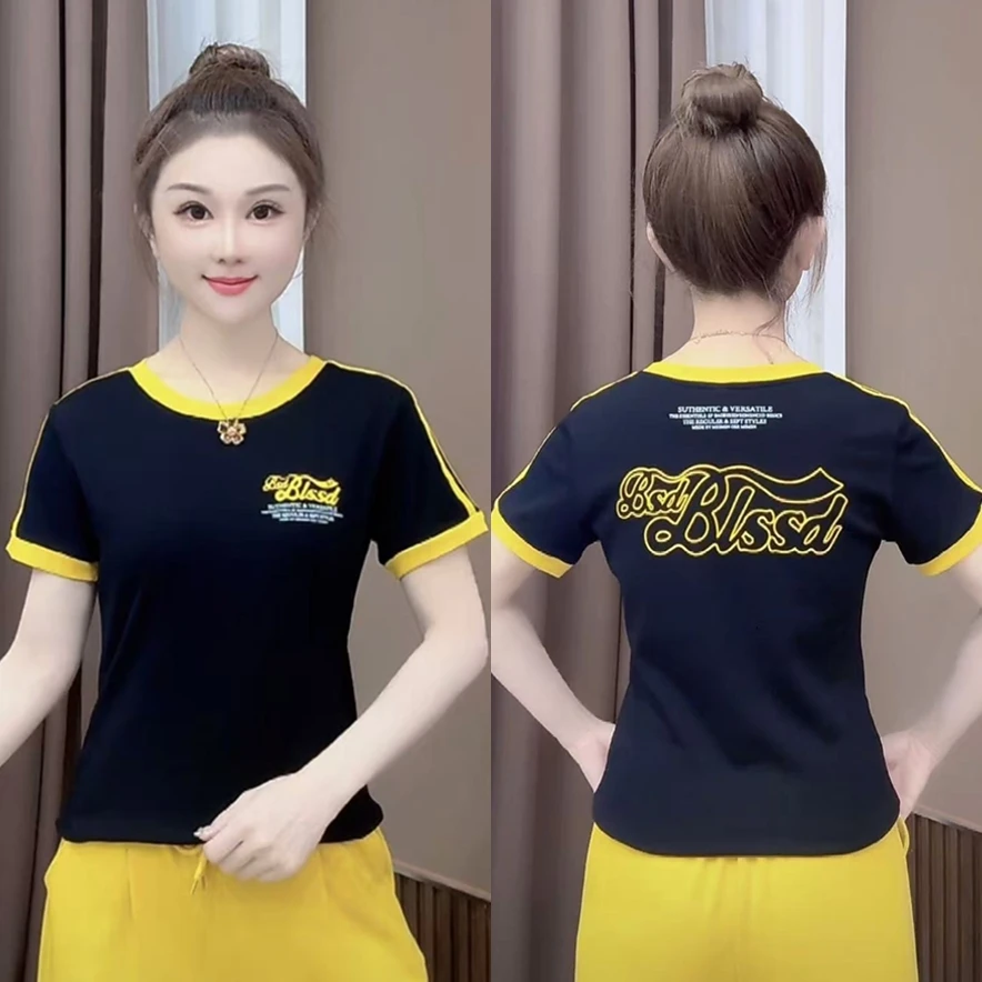 【希帆FA】短袖T 撞色印字母 Q.1802#时尚洋气 休闲百搭 显瘦显年轻