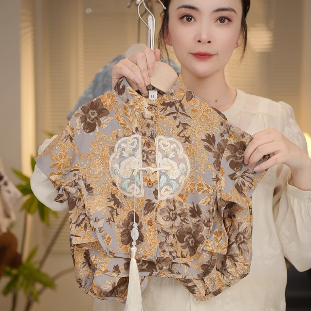 【现货】2025夏季新款男童女童新中式中国风古风中式儿童套装35850