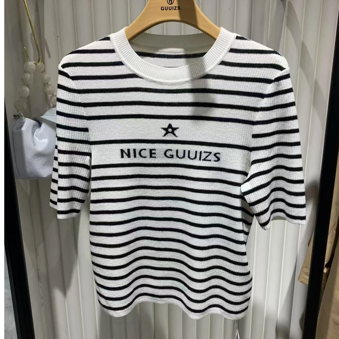 黑白条针织衫7206Z