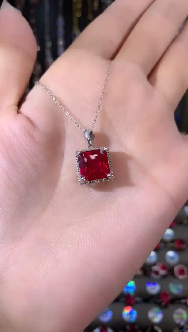 吊坠(赠链)银S925镶嵌红宝石10银色
