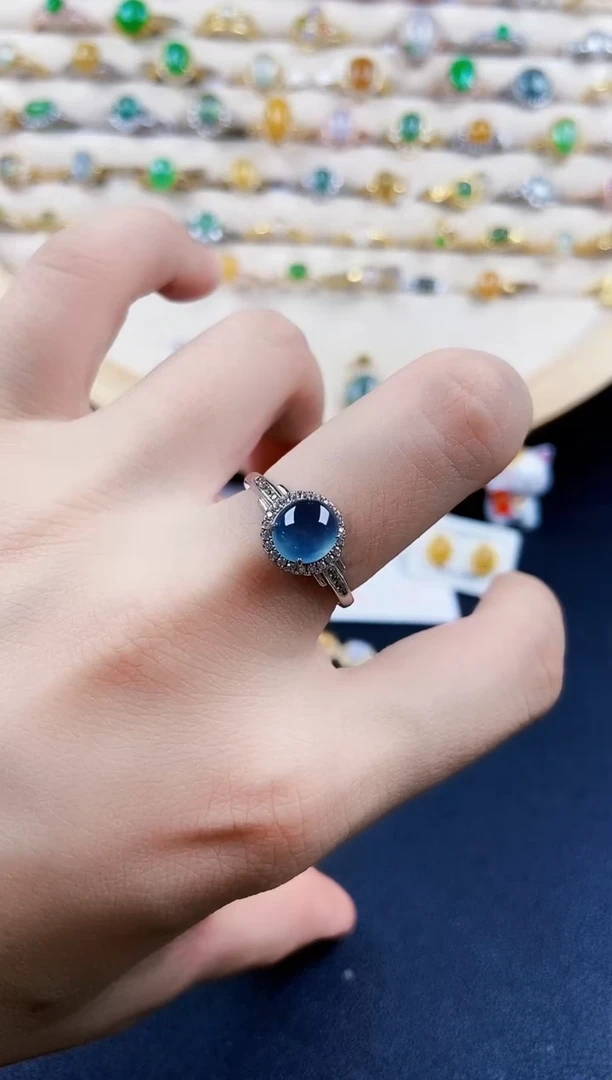 翡翠戒指银S925镶嵌4568989