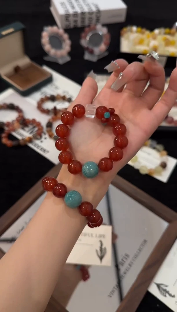 合金手链水晶红玛瑙x3036