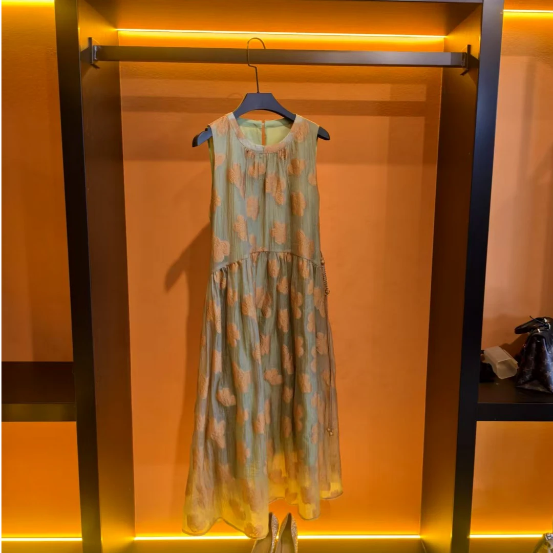 【宠粉价】夏季新款复古时尚百搭印花无袖连衣裙W-A625