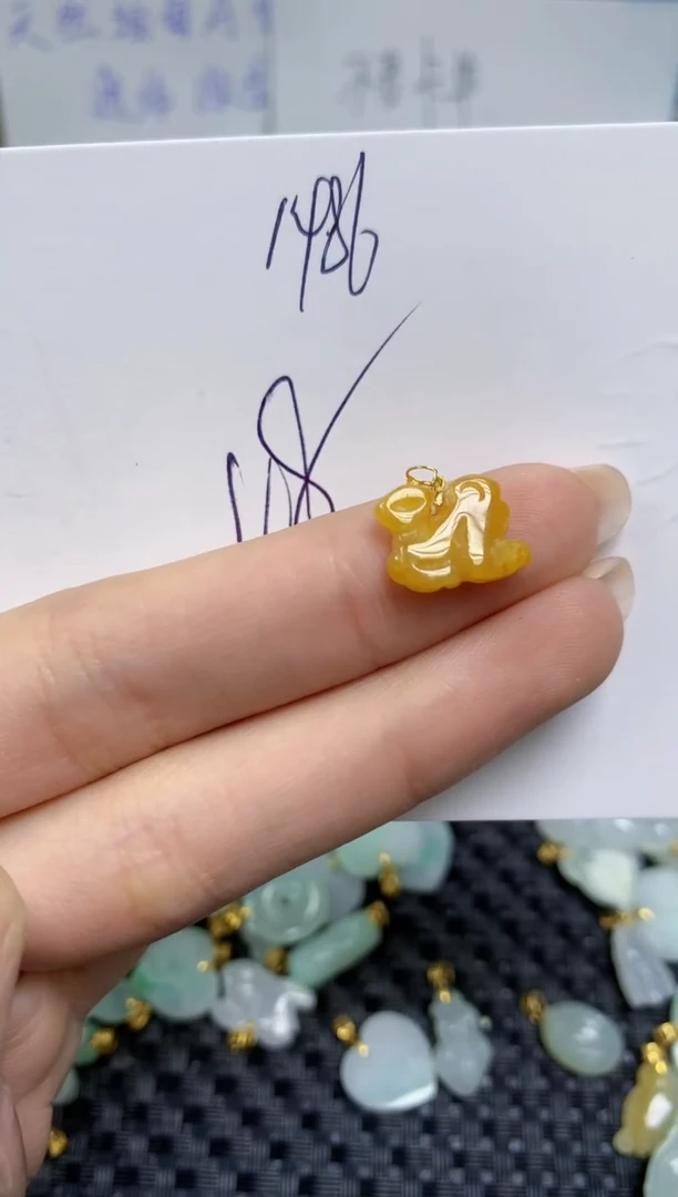 【闪购商品】翡翠颈饰18K金镶嵌天然缅甸A货翡翠