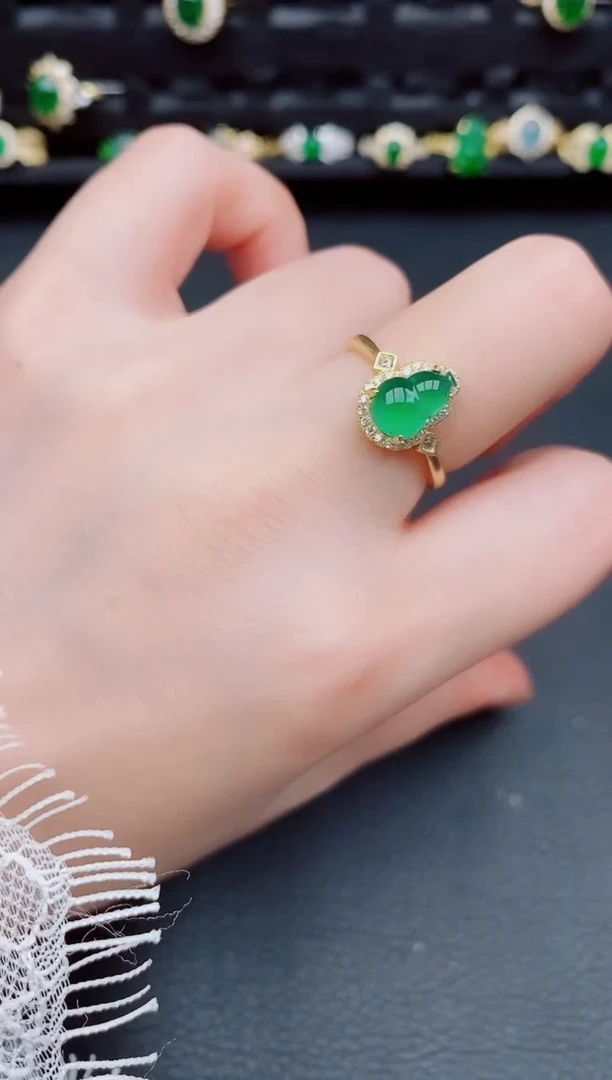 【闪购商品】翡翠戒指银S925镶嵌天然a货翡翠208