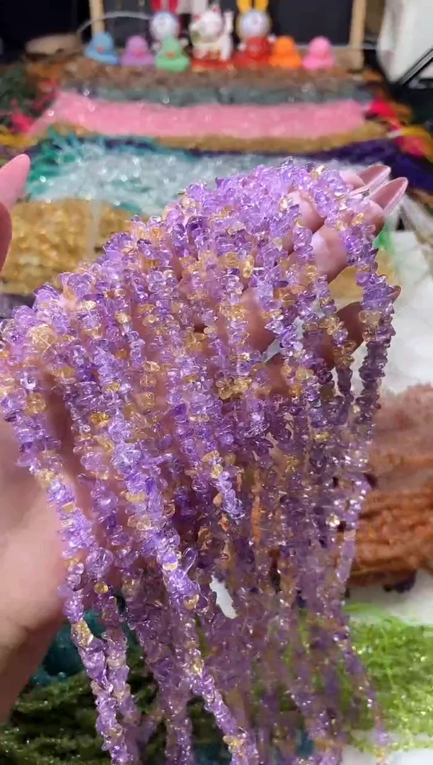 水晶珠宝半成品未镶嵌小紫黄晶