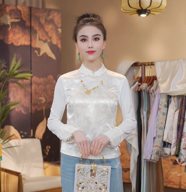 《南渐隐-衬衫》新中式提花蕾丝国风春夏高定百搭衬衫