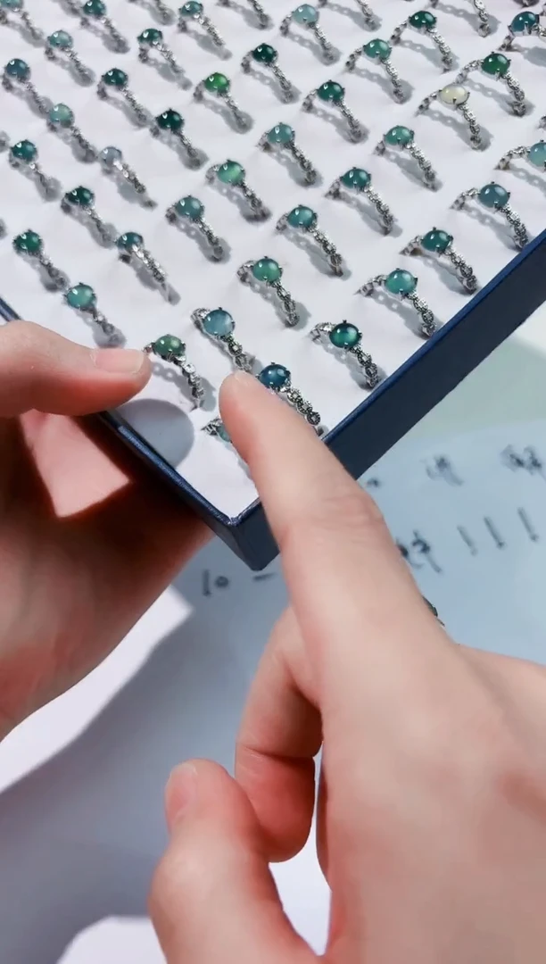 翡翠戒指14K金镶嵌翡翠戒指天然A货翡翠a货戒指9005